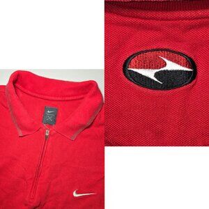 Vintage Nike Tiger Woods Polo Shirt Mens Yin Yang Logo 1/4 Zip Red Golf Y2K READ